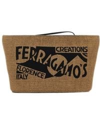 Ferragamo - Venna-logo Zipped Clutch Bag - Lyst