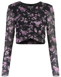 Ganni - Printed Long-Sleeve Top - Lyst