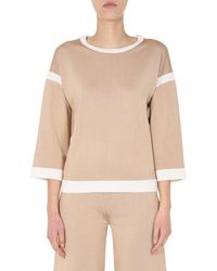 Boutique Moschino - Viscose Sweater With Contrasting Profiles - Lyst