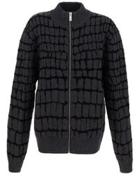 Versace - Embossed-jacquard Zip-up Knitted Sweatshirt - Lyst