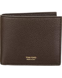 Tom Ford Logo Printed Bi-fold Wallet - Brown