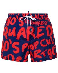 DSquared² - Allover Logo Printed Drawstring Swimming Shorts - Lyst
