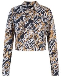 Versace - Barocco Script Buttoned Denim Jacket - Lyst