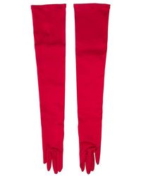 Dolce & Gabbana - Long Red Pull-on Gloves In Stretch Viscose Woman - Lyst
