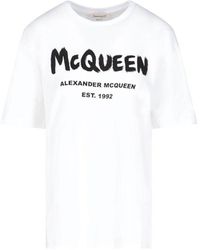 Alexander McQueen Logo Printed Crewneck T-shirt - White