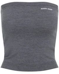 Miu Miu - Strapless Knitted Top - Lyst