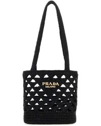 Prada - Logo Crochet Tote Bag - Lyst