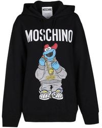 Moschino Cookie Monster Printed Hoodie - Black