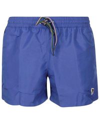 Paul Smith Zebra-patch Swim Shorts - Blue