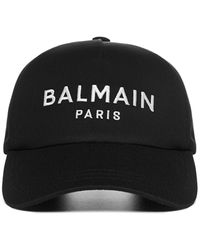 Balmain Logo Cotton Baseball Cap - Black