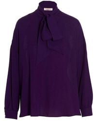 Valentino - Bow-detailed Long-sleeved Blouse - Lyst