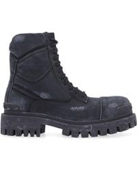 Balenciaga - Worn-Out Effect Combat Boots - Lyst