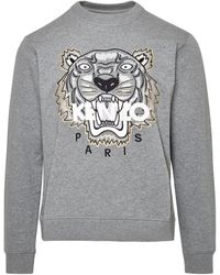 KENZO Tiger Logo Embroidered Sweatshirt - Grey