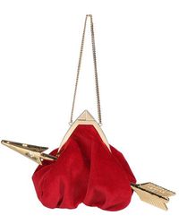 Moschino Cupid Heart Chain-linked Mini Clutch Bag - Red
