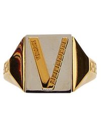 Versace Greek V Logo Ring - Metallic