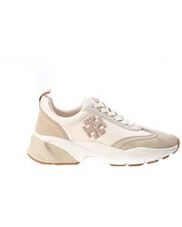 Tory Burch Good Luck Logo-patch Sneakers - Natural
