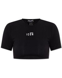 DSquared² - Cropped T-shirt With Logo, - Lyst