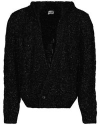 Saint Laurent - Chunky-knit Straight Hem Hooded Cardigan - Lyst