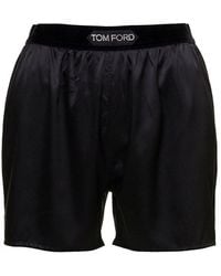 Tom Ford - Loose Pants With Logo Patch In Stretch Silk Woman - Lyst
