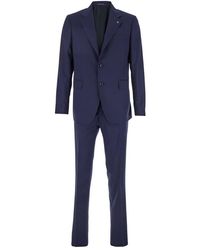 Tagliatore - Single-Breasted Suit With Notched Revers And Brooch Detail On The Front - Lyst