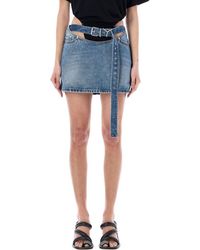 Y. Project - Y Belt Arc Denim Mini Skirt - Lyst