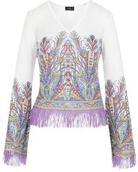 Etro - Floral Intarsia-knit V-neck Jumper - Lyst
