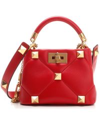 Valentino Garavani Roman Stud Small Top-handle Bag - Red