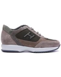 Hogan Interactive Round Toe Lace-up Sneakers - Gray