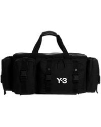 Y-3 Logo Printed Duffle Bag - Black