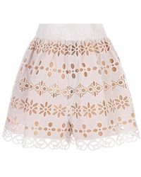 Elie Saab - Broderie Anglaise Shorts - Lyst