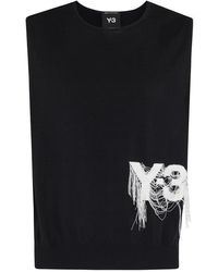 Y-3 - Logo-Embroidered Crewneck Knitted Vest - Lyst