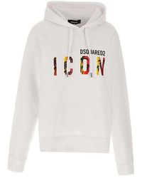 DSquared² - White Hoodie With Logo - Lyst