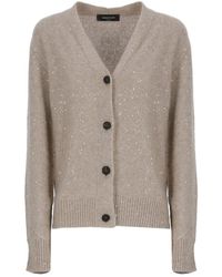 Fabiana Filippi - V-Neck Embellished Knitted Cardigan - Lyst