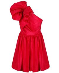 Pinko One-shoulder Taffeta Mini Dress - Red