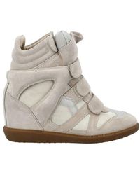 Isabel Marant - Buckee Suede And Leather Wedge Sneakers - Lyst