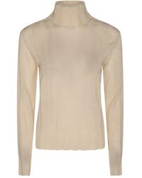 The Row - Antique Cream Linen And Silk Blend Sweater - Lyst