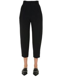 Alexander McQueen Crepe Trousers With Pinces - Black