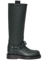 Burberry - Leather Saddle Knee High Boots - Lyst