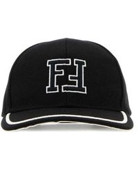 Fendi Logo-embroidered Cotton-canvas And Leather Baseball Cap With