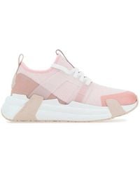 Moncler - Woman White And Pink Lunarove Sneakers - Lyst