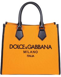 Dolce & Gabbana Logo Embroidered Tote Bag - Orange
