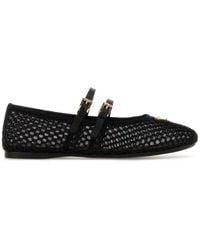 Prada - Elegant Mesh Ballerina With Triangle Logo - Lyst