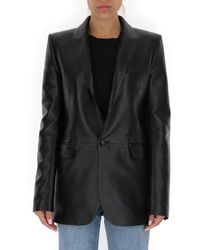 Saint Laurent Buttoned Leather Blazer - Black