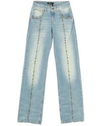 Blumarine - Stud-embellished Low-rise Wide-leg Jeans - Lyst