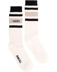 Amiri - Logo Embroidered Striped Knitted Socks - Lyst