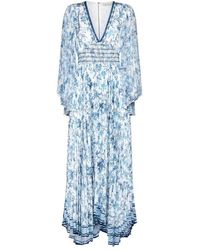 Alice + Olivia - Sion Floral Print Pleated Maxi Dress - Lyst