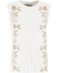 ERMANNO FIRENZE - Floral-laced Crewneck Sleeveless T-shirt - Lyst