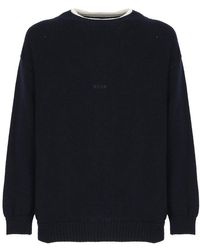 MSGM - Logo Embroidered Knitted Jumper - Lyst