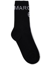 MM6 by Maison Martin Margiela Logo Stretch Cotton Socks in Black Womens Clothing Hosiery Socks 