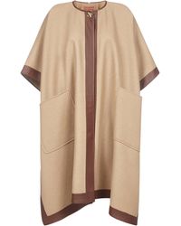 Burberry Contrast Trim Poncho - Brown